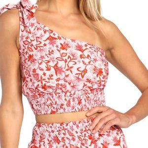 Lulus NWT Pink One Shoulder Two Piece Romper Small